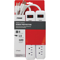 Surge Protector 2-Pack, 6 Outlets, 400 J, 1875 W, 1.5' Cord XJ247 | Duaba Trade